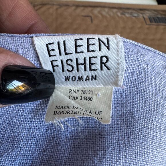 Eileen Fisher Woman 1X Light Blue 100% Linen Blouse Made in USA Relaxed Fit - Picture 7 of 8